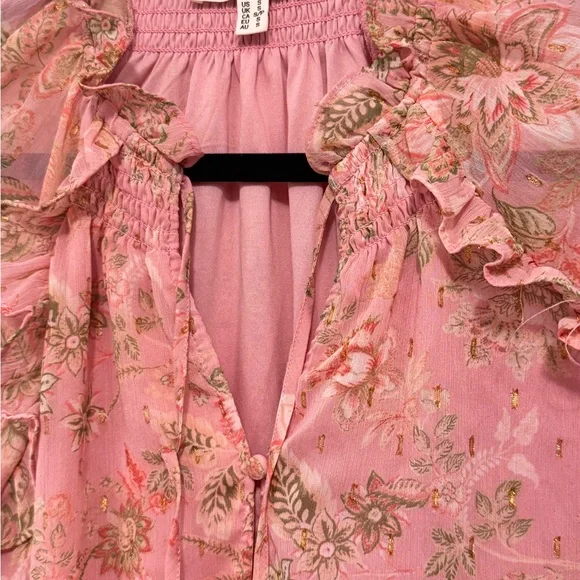 Pink Floral Ruffle Blouse - Picture 3 of 7